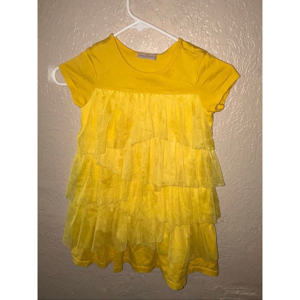 Hanna Andersson Yellow Tulle Ruffle Dress Tiered Tutu Style Summer Party Dress